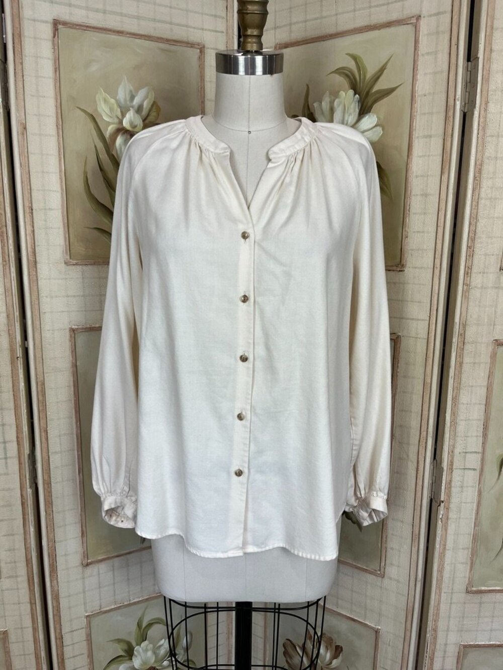 Uniqlo Cream Button Front Blouse
